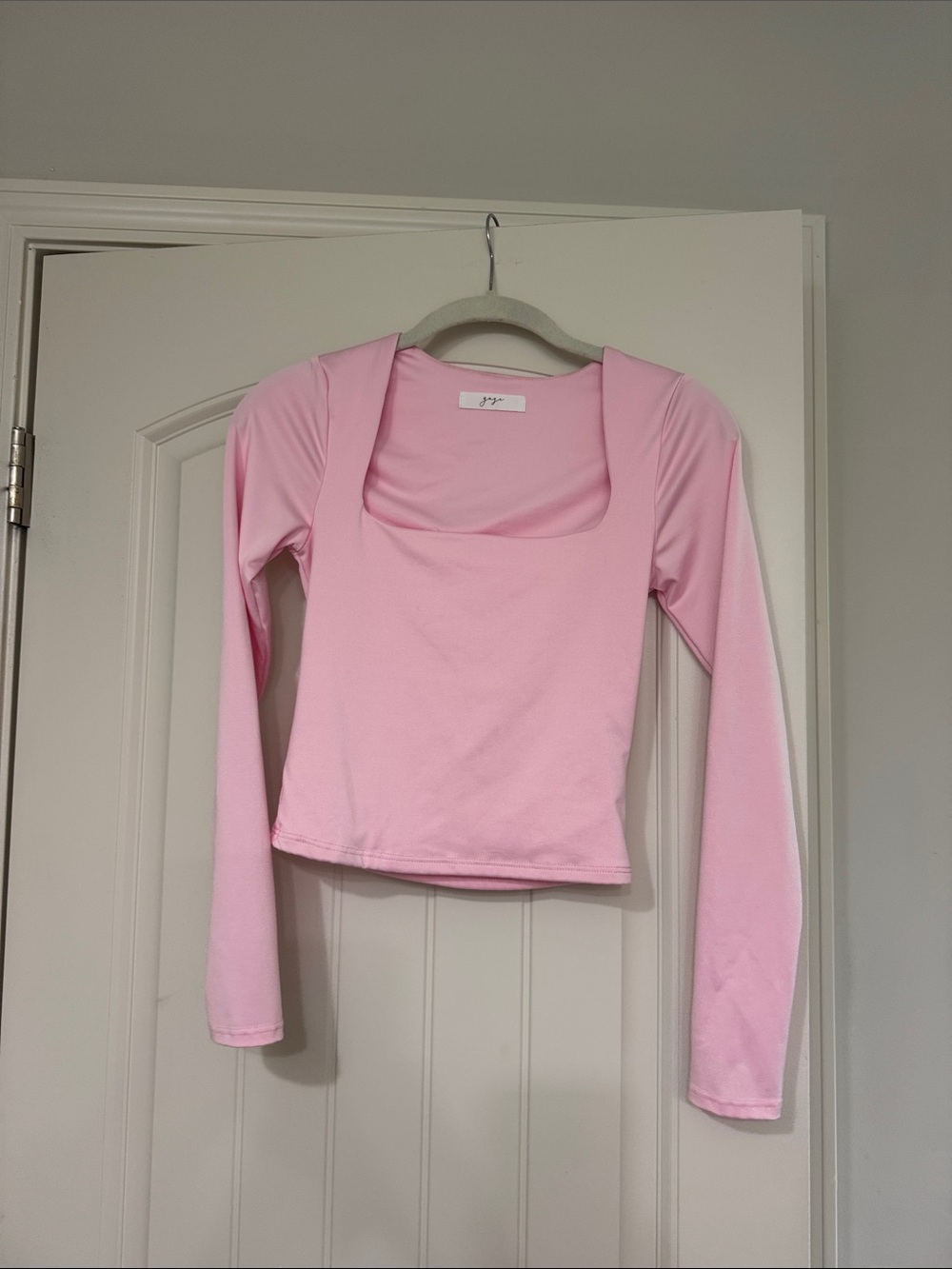 gaze Pink Square-Neck Long Sleeve Top